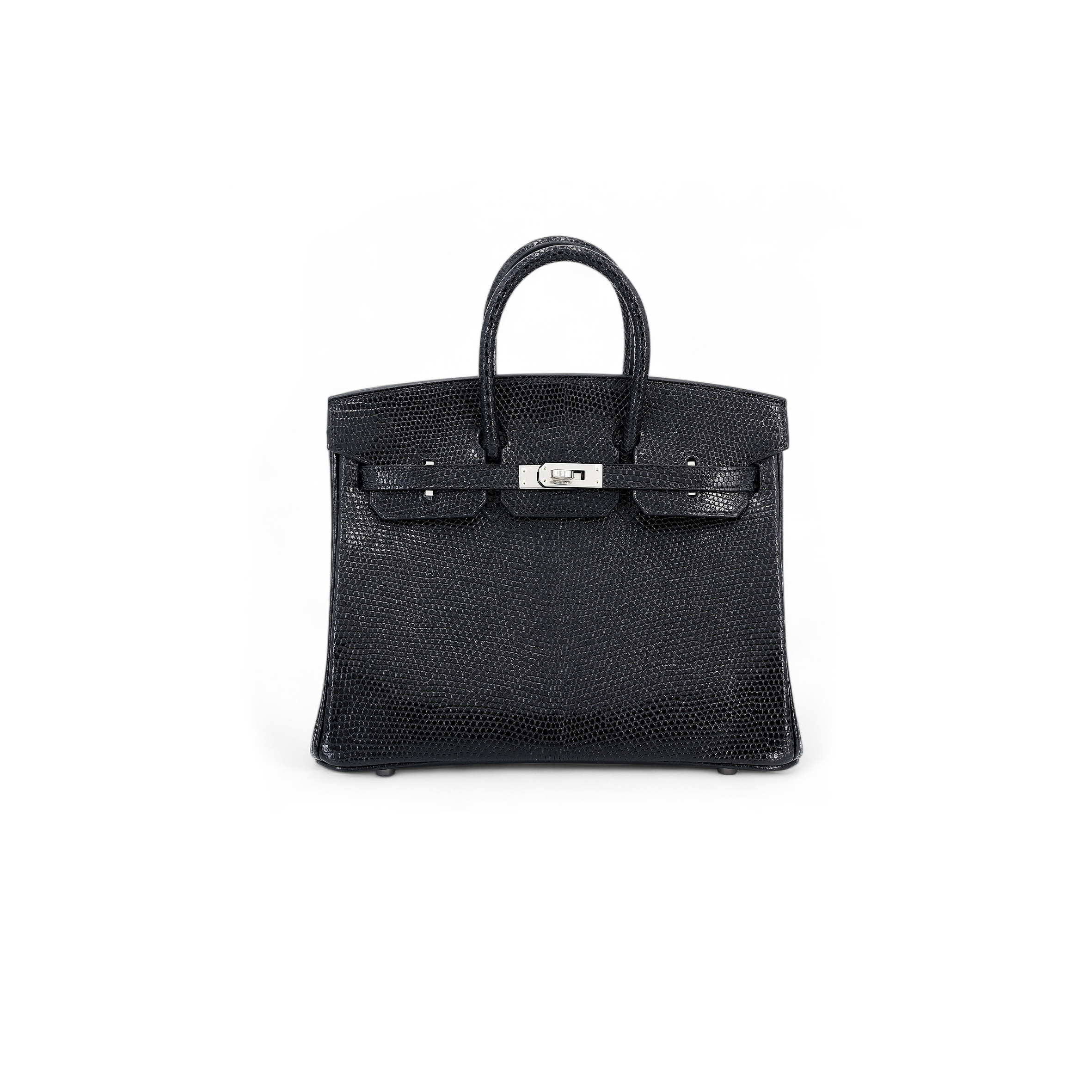 H**mes master birkin 20 lizard black silver buckle h028367ca30 (20*16*11cm)